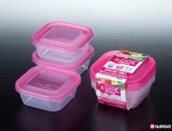 Set 3 hộp nhựa 380ml màu hồng