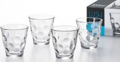 Set 4 cốc thủy tinh 240ml họa tiết tròn