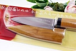 Dao gọt hoa quả có nắp đậy, cán gỗ KAI Nhật