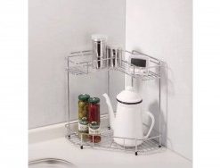Kệ góc 2 tầng nhà bếp bằng inox (dáng thấp)