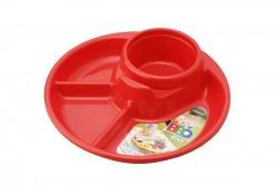 Khay ăn 3 ngăn cho bé có kèm khay để cốc, thìa dĩa - màu đỏ