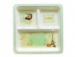 Khay ăn chia 3 ngăn cho bé họa tiết, màu xanh dương