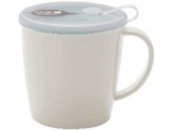 Cốc uống nước có lỗ cắm ống hút 300ml-màu be