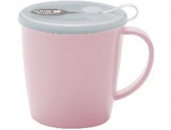 Cốc uống nước có lỗ cắm ống hút 300ml-màu hồng