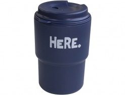 Cốc uống nước kèm nắp xoay có lỗ cắm ống hút (màu xanh navy)