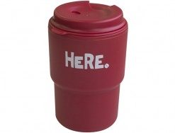 Cốc uống nước kèm nắp xoay có lỗ cắm ống hút (màu đỏ)
