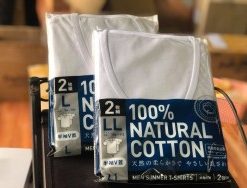Set 2 áo lót nam 100% cotton kháng khuẩn - mẫu cổ tim size LL