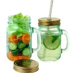 Bình detox thủy tinh có lỗ cắm ống hút 420ml