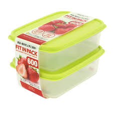 Set 2 hộp nhựa nắp dẻo 600ml  (màu xanh)