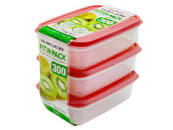 Set 3 hộp nhựa nắp dẻo 300ml  (màu hồng)