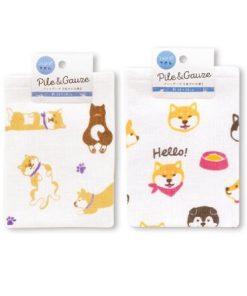Khăn mặt cotton 2 lớp mẫu chú  chó Shiba