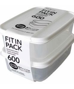 Set 2 hộp nhựa nắp dẻo  600ml (màu trắng)