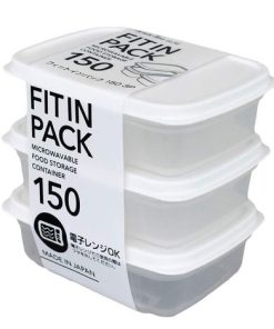 Set 3 hộp nhựa nắp dẻo  150ml (màu trắng)