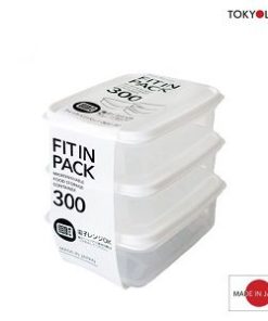 Set 3 hộp nhựa nắp dẻo  300ml (màu trắng)