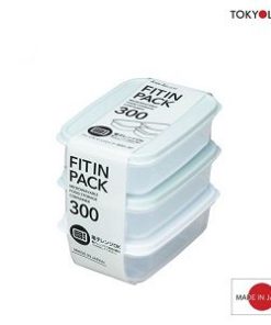 Set 3 hộp nhựa nắp dẻo  300ml (xanh mint)