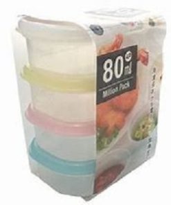 Set 4 hộp nhựa 80ml nắp  dẻo, màu sắc