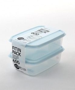 Set 2 hộp nhựa nắp dẻo  600ml (xanh mint)